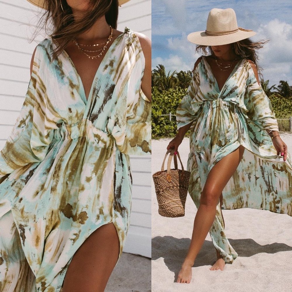 Vici Dolls Tie Dye Slit Maxi Dress